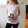 Zíper Bebê Carregando Mulheres Grávida Engraçado T Camisa Menina Maternidade Gravidez Anúncio Camisa New Mom Roupas, Drop Ship X0628