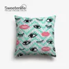 Sweetenlife 45x45cm Hand Drawn Eye Cushion Cover Modern Style Pillow Cases Home Decor High Quality White Linen For Chair Cushion/Decorative