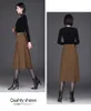 Skirts Women Fashion High Waist Loose Casual Black Mid-long Splice Pleated Skirt Autumn Winter Ladies Elegant Korean Suit 5599