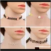 Necklaces & Pendants Jewelry12Pcs/Set Fish Line Tattoo Rainbow Chokers Vintage Flower Girls Stretch Gothic Punk Elastic Collares Women Jewelr