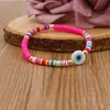 Turco Mal Eye Charme Pulseira Femme Grego Olhos Braceletes Para As Mulheres Vintage Bordado Pulseira Polímero Pule Heishi Disco Pulseiras Pulseras Boho Bijoux Jóias