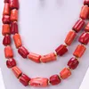 Örhängen Halsband Est Dudo Afrikansk Original Röd Och Orange Korall Beads Smycken Set Kostym Nigeriansk För Kvinnor 2021