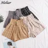 Heliar Kvinnor Drawstring Plaid Shorts Elastic Waist Wide Ben med Saches Harajuku High för hösten 210714