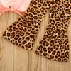 Retailwhole Girl Leopard Flared Pant Tracksuit Clothing Ensembles 2pcs Set Short Toppants Girls Optifits Children Designers Centhe6295864