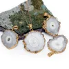 Vrouwen Mannen Meisje Onregelmatig Vergulde Crystal Agates Kettingen Natuurlijke Originele Stenen Kleurrijke Bloemhanger met ketting Sieraden