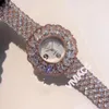 豪華な幾何学的水滴時計女性ジルコンクォーツ時計レディダイヤモンドでいっぱいのクリスタルフラワーウォッチ38mmパーティージュエリー