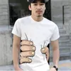 Yaz Baskı Desen erkek T-Shirt Kendinden Yetiştirme Sıkı Fit Kısa Kollu Eğlence Sadelik Açık Sokak Kulaklık Palm