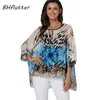 BHFLUTTER 4XL 5XL 6XL PLUS STORLEK KVINNA BLOUSE SEXY OFF AUDLE LEOPARDPRINT SOMMER