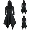 Casual Dresses Vintage Woman Dress Hooded Lace Up Party Strappy Cloak High Low For Women Long Sleeve Retro Vestido