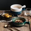 Ensembles de vaisselle nordique avec poignée Bowlhome vaisselle bol de cuisson en céramique personnalité four spécial assiette de riz au four