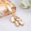GuaiGuai Jewelry Natural Freshwater Cultured White Biwa Pearl Gold Color Plated Chain Necklace Handmade For Women Real Gems Stone 3832184
