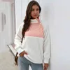 Lossky Sweatshirt Long Sleeve Patchwork Color Fahsion Autumn Winter Pullover Black Ladies Plush Warm Tops Clothing 210729