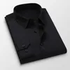 52 Plus Size Mens Business Casual Long Sleeved Shirt Solid Color White Black Cotton Social Dress Shirts H849 210628