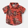 Summer Bohemian style boys fashion floral short sleeve shirts children soft thin cotton beach holiday Tops 210708