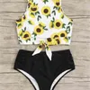 Zestaw plaży Sexy Damskie Bown Bandaż Crop Top Spots Drukowane Stroje kąpielowe Swim Bikini Kobiety Kąpiel Swimsuit 2 sztuki Zestaw 210429