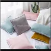 Sängkläder levererar textilier hem trädgårdsolid chenille kasta kudde fodral linne trimmad skräddarsydda kanter dekorativa kuddecase för soffa säng Livi