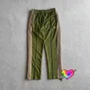 Yeni İğneler Pantolon Erkekler Kadınlar Kelebek Nakış Tavşan İğneler Parça Pantolon Yan Şerit Yüksek Sokak Düz Pantolon Ordu Yeşil X0628