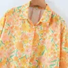 PUWD Повседневная женская блузка с отложным воротником весна-осень модная женская уличная рубашка женский короткий топ с принтом 210522