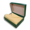 Lyxig högkvalitativ Green Watch Box Cases Pappersväskor Certifikat Originallådor för träkvinna Mensklockor Presentväskor Accessorie292b