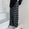 Zoki Autumn Women Plaid Pants Casual Oversize Losse Wide Leg Trouser Retro Tieners Harajuku Plus Size Hip Hop All Match Streetwear 211218