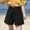 Blå Shorts Hög midja Jeans Kvinna Denim Kort för Kvinnor Sommar Svart Vit Streetwear Sälj Wide Leg Pants 210708