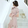 Этническая одежда в китайском стиле для женщин Cheongsam, летнее хлопковое льняное повседневное платье в клетку, винтажная пуговица ручной работы, рыбий хвост, мини Qipao S-2XL