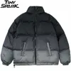 Hip Hop Oversized Jacket Parka Gradient Streetwear Mens Harajuku Cotton Winter Padded Coat Warm Outwear Blue 210819