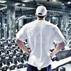 Marka düz spor giyim fitness erkek büyük boy tişört açık hip hop sokak kıyafeti gevşek yarım kollu tişört vücut geliştirme tshirt 23085