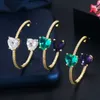 Double Cute Love Heart Shape Purple Blue CZ Crystal Round Hoop Earrings Trendy Bohemian Jewelry for Women CZ753 210714