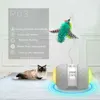 Smart Automatic Cat Teaser Electronic Pet Cat Toy with LED Wheels Rechargeable Flash Rolling Colorful Light Cat Sticker 211122