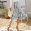 Yojoceli streetwear grande pendolo gonna a righe donne sexy tromba sirena boho spiaggia midi 210609