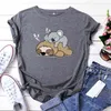 Koala Sloth T-shirt imprimé Femmes T-shirts graphiques mignons Meilleurs amis T-shirt drôle T-shirt à manches courtes Summer Streetwear Coton T-shirts 210324