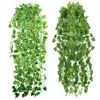 Home Decor Green Plant Ivy Leaf Artificial Flower Plastic Garland Vine Artificial Wall Simulation Leaf Rattan Flowers Y0630