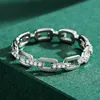 Luxury 100% 925 Sterling Silver Rings för män Kvinnor Size 4-10 Cubic Zircon Chain Personality Fashion Jewelry J-4732335