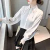 Comelssexy Moda Haft Lady Koszula Elegancka Kobieta Z Długim Rękawem Szycie Casual Bluzka Wiosna Koreańskie Kobiety Topy 210515