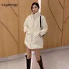 Lagabogy Winter Coat Women 90%White Duck Down Parka Female Lightweight Batwing Long Sleeve Puffer Jacket Loose Warm Outwear 211013