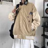 Kobiety Wiosna Baseball Jednolity Jesień Płaszcz Kurtka Dla Kobiet Koreański Harajuku Street Style Coat Loose Plus Size BF Kurtka ściegowa 210804