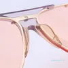 luxe- Qualité Oversize Pink Square Pilot Eye Femmes Femmes Marque de mode Lunettes de soleil Hommes Porter des lunettes de soleil transparentes. Avec boîte d'origine Xvllw