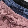 Corduroy Casual Pants Men's Loose Drawstring Trousers Solid Color Autumn Plus Size 4XL 5XL Straight Pants Japanese Fashion 210601