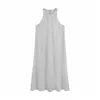 ドレス女性グレーロングレディースノースリーブの特大ミディ夏ESレディース基本カジュアルレディースES 210519