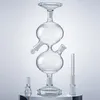 TOP Hookahs Infinity Waterfall Bong Recycler Glass Bongs 11 Inch Universal Gravity Water Vessel Pipes 14mm Joint Bowl Rig Bubbler Diffused Downstem Oil Dab Tool Rigs