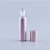 500 stks 10 ml roze kleur dik glazen roll op essentiële olie lege parfum fles roller bal fles voor reizen