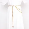 Cintos femininos moda de pista de couro pu chain de ouro cadeia cummerbunds vestido feminino espartilhos cintura decoração cinto tb1362