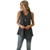 Casual Sleeveless Button Irregular T Shirt Summer 2020 Women Cotton Long Tee Fashion Female Black White Loose Tops Plus Size 2XL Y0629