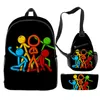 Ryggsäck Alan Becker Rolig Primär Middle School Studenter 3st / Set Boys Girls Backpacks Bröstväska Penna Case Schoolbag