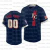 Custom 2021 All Star Game Navy Аутентичные Coolbase Бейсбольные майки с двойной вышивкой Мужчины Женщины Молодежь II