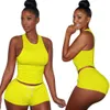 Women Two Piece Pants Set Designer Tracksuit Sleeveless Bodycon Vest Shorts Summer Clothes Casual Jogger Suit Plus Size Outfits 11 Colours