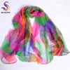 [BYSIFA] Ladies Długi Silk Scarf Design Moda Akcesoria Odzieżowe Zielone Różowe Szaliki Okładki Dla Kobiet 170 * 110 cm