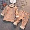 Children'S Velvet Underwear Clothes Sets Cartoon Warm Thickening Autumn&Winter Baby Home Clothing Boys& Girls Pajamas 210611