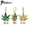 TOPGRILLZ Pendentif feuille d'érable vert Ice Out Pendentif en zircone cubique Bling CZ Charme Hip-Hop Bijoux de mode X0509